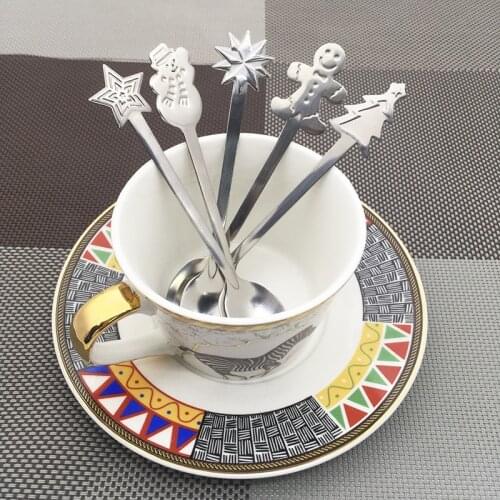 Stainless steel Teaspoon Christmas Spoon Coffee Mini Spoon Creative Honey Cake serving spoons set Xmas Dinnerware Cutlery set
