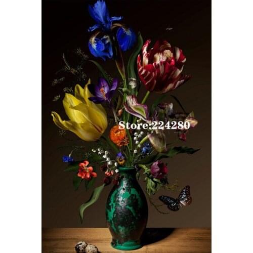 New Flower colorful vase Needlework Cross stitch 14CT Unprinted Embroidery kits Arts Cross-Stitching,DIY Handmade Decor