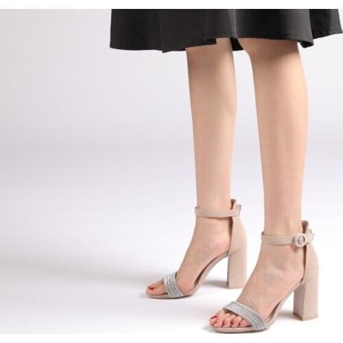 2020 new summer fashion Korean version sweet European and American fashion fairy net red thick heel fashion sandals