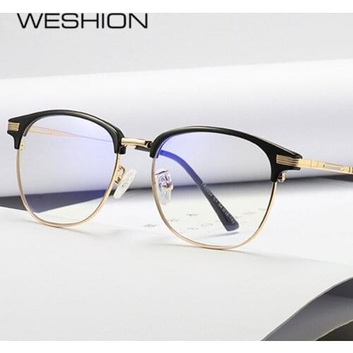 Cat Eye Anti Blue Light Glasses Women Men Frame Alloy Protective Eyeglasses Transparent Reflective Optical Gaming Glasses UV400