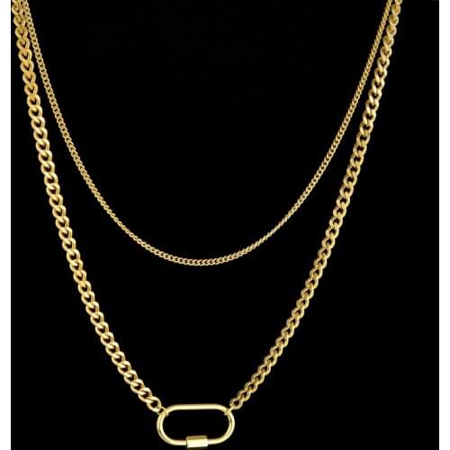 Vintage Stainless Steel Love Clay Double Layer Necklace for Women Girls Gold Color Pendant Fashion Birthday Party Jewelry Gift