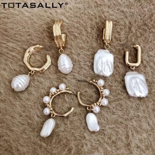 TOTASALLY Irregular Pearl Earrings for Women Baroque Simulated Pearl Charms Statement Earrings Ladies Gifts Jewelry dropship