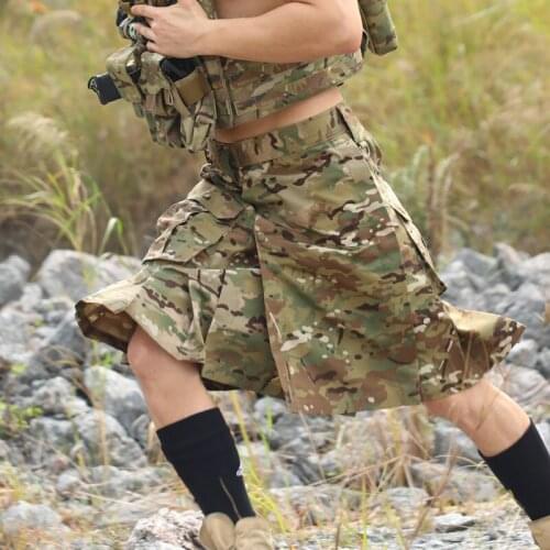 Scottish Tactical Shorts Skirt Men Women Camouflage Breathable Loose Wearproof Culottes Outdoor Army Camping Hiking Skirt Shorts