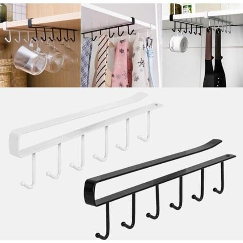 Kitchen Cupboard Storage Rack Cupboard Shelf Hanging Hook Organizer Closet Clothes Glass Mug Shelf Hanger Door Chest Hanging