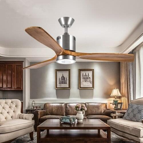 52 Inch Retro Living Room Led Ceiling Fan Light Vintage Creative Bar Dining Room Fan Light Solid Wood Cafe Light Free Shipping