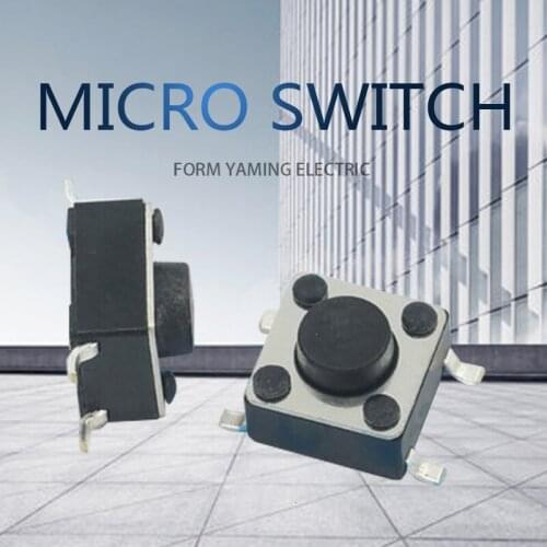 100pcs Tact Switch 6x6x4.3mm Four Pins Copper Foot High Temperature Resistance Key Black Push Button Switch