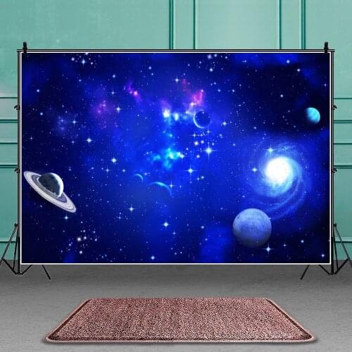 Dark Blue Universe Galaxy Background Portrait Photography Kids Holiday Birthday Party Photozone Photo Backdrops Photocall Studio