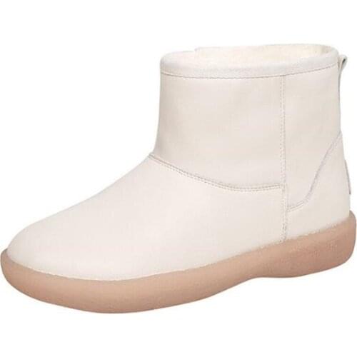 Soft Cowhide Warm Snow Boots Women Shoes Ankle Boots Soft Bottom Non-slip Light Winter Shoes Woman New Martin Boots Flat Boots