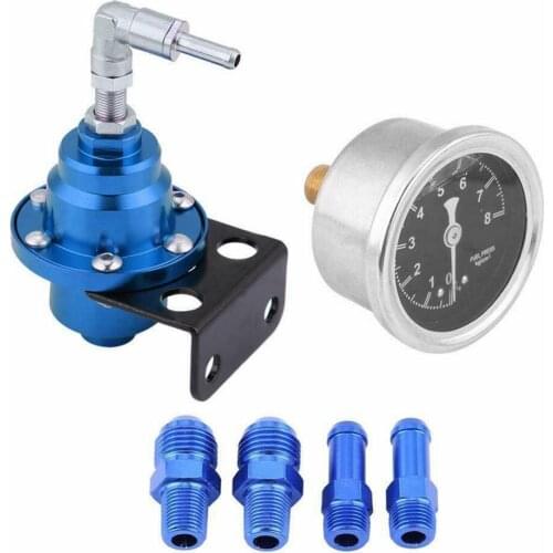 Universal Fuel Pressure Regulator Adjustable Aluminum Control Valve Fuel With Gauge Kit Black Red Silver Blue With Gauge Kit New