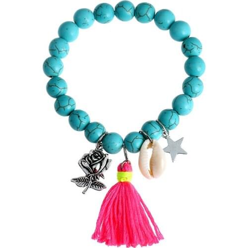 Bohemian Vintage Tassel Beads Bracelet Bangles Jewelry for Women Star Shell Flower Bracelet Pulseras Mujer Wrist Band