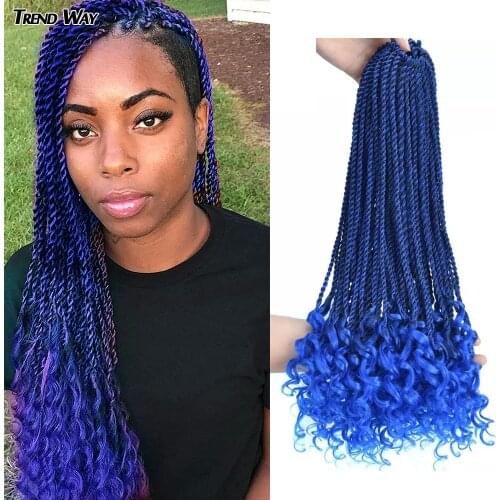 18Inch Ombre Curly Senegalese Twist Braiding Hair Crochet Braids End Synthetic Pre Stretched Crochet Hair Extensions For Women