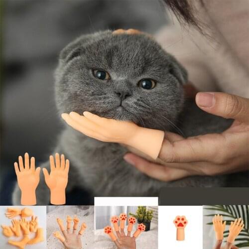 Funny Cat Massage Finger Glove Grooming Glove Pet Brush Glove for Cat Interactive Game Small Finger Glove Cat Toys