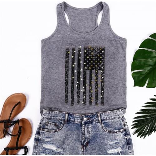 Printed Tank Top Women Gray Sleeveless Top Casual Summer O-neck Tanks 2020 Summer New Sleeveless Tees Female Summer Top