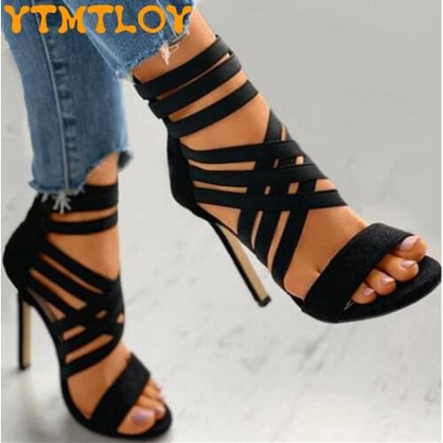2021 summer ultra-high stiletto female wild fish mouth hollow fashion wild high-heeled sandals