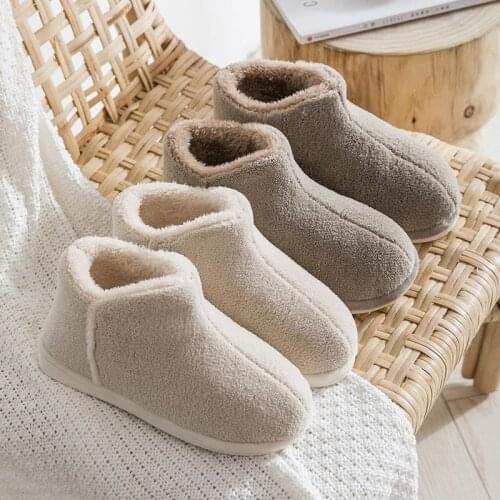 2021 Warm Plush Winter Shoes Women Men Indoor Slippers Anti-slip Soft Fur Lovers Home Floor Cotton Slipper Female House Shoes