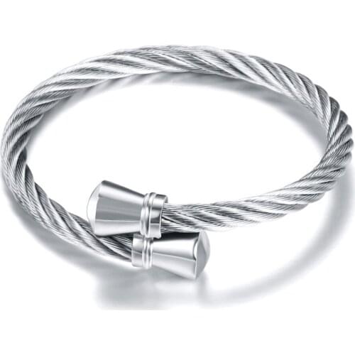 10pcs/Lot New Arrival Two Color Stretch Cable Mesh Chain Stainless Steel Bracelets Bangles for Women Men Jewelry Wholesale