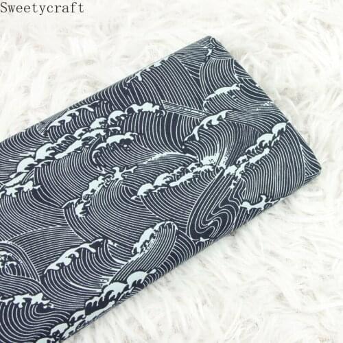 140x50cm Plain Cotton Fabric Dark Wave Printed Cloth Sewing Quilting Fabrics For Patchwork Needlework DIY Handmade Accessories