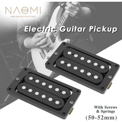 NAOMI 2pcs Double Coil Humbucker Guitar Pickup Set 50/52mm Neck& Brige Position w/ Flat Metal Humbucker Pickup Mounting Ring
