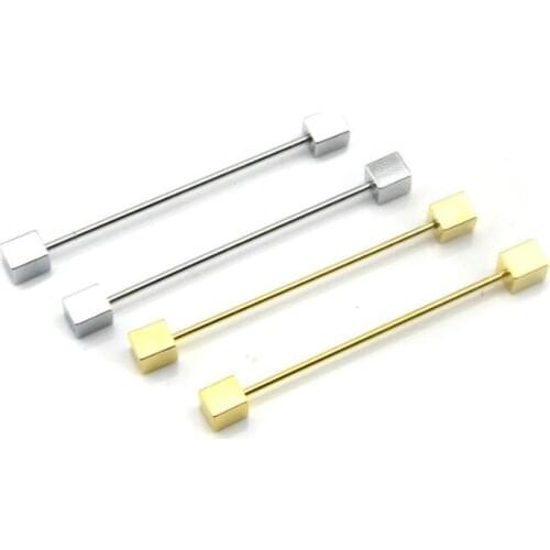 20pcs/lot Classic Cube End Collar Pin Barbell Lapel Sticker Angle Collar Pin Clip Bars Mens Jewelry Wholesale