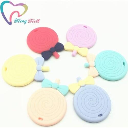 Teeny Teeth 3 PC Silicone Lollipops Pendants DIY Baby Tooth Teether BPA Free Baby Care Products Lollipops Teether Baby Pendants