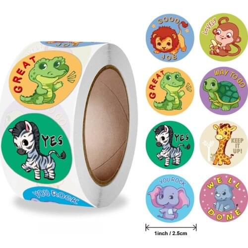 500pcs Cute Cartoon Reward Sticker for kids Tortoise monkey dinosaur Animal label sticker Children toy School Teacher Supplies