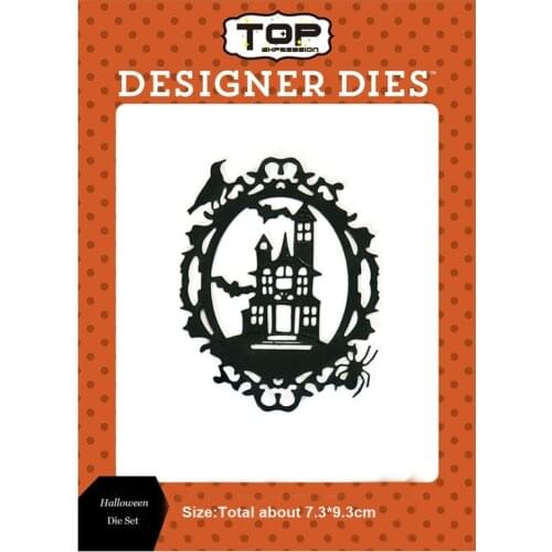 7.3*9.3cm Spooky Manor castle Dies Happy Halloween Metal Cutting Dies New Scrapbooking frame Die Cut for DIY Paper Cards making