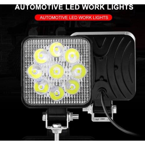 1/2Pcs 27W 12-24V IP67 6000K Square Auto Lamp LED Bar Fog Light Work Light Bar For Off Road ATV Tractor Train