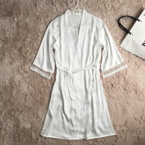 White Sleepwear Wedding Bride Bridesmaid Nightwear Sexy Lace Intimate Lingerie Kimono Bath Gown Summer New Women Robe M-XXL