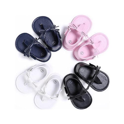 Baby Kids Girls Summer Flip-flops First Walkers Bowknot Soft Shoes Prewalker Slippers