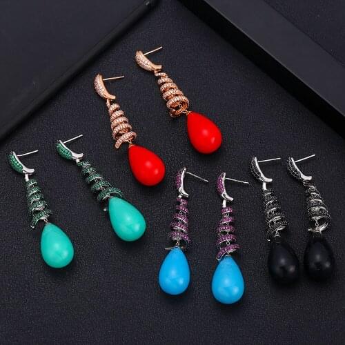 Janekelly better New FASHION Clear Water Drop Design Cubic Zirconia Long Dangle Tassel Earrings for Women JP25