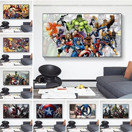 Marvel Superhero Canvas Painting Wall Art Iron Man Spiderman Posters and Prints Room Decor Picture Kids Home Decoration Gift