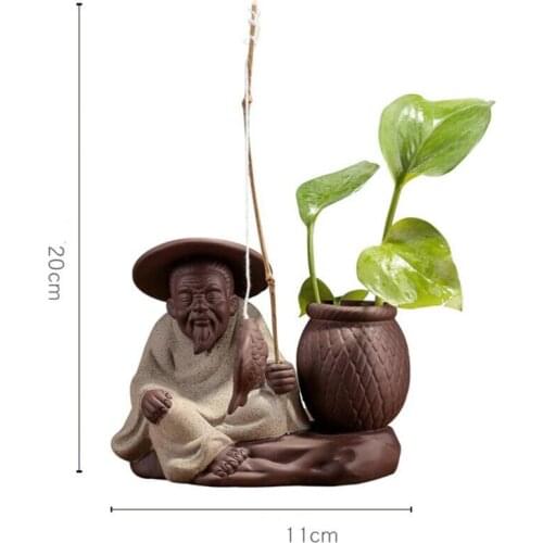 1PCS Ceramic Tea pet decoration Boutique Tea table tea Figurine Ornaments flower pot Purple Ceramic Crafts Tea Accessories