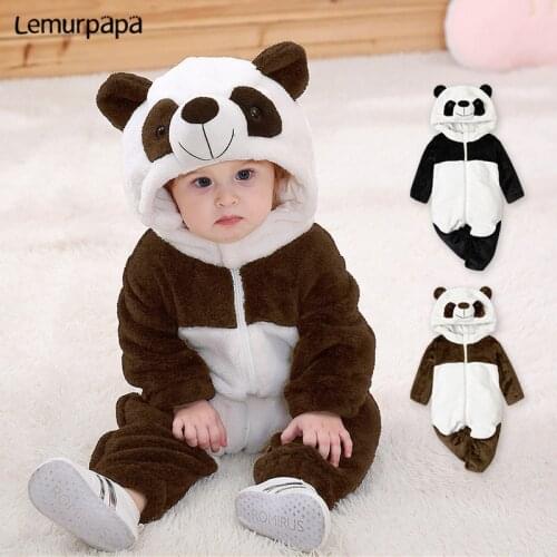 Kawaii Cute Baby Clothes Infant Boy Girl Onesie Animal Costume Newborn Toddler Romper Winter Sleep Pajama Black White Kigurumis