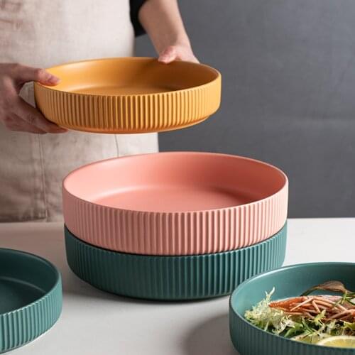 Creative deep plate dish plate solid color relief plate ceramic Western food plate tableware European steamed fish plate