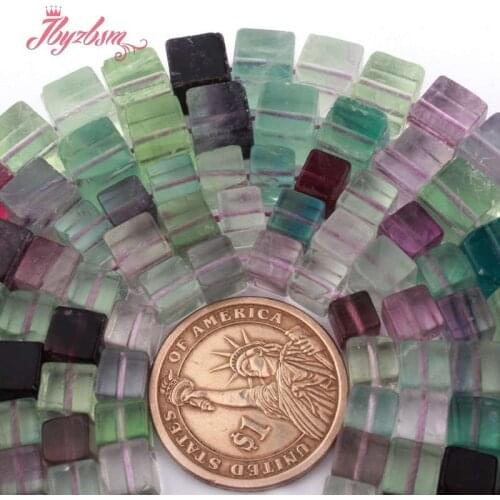 6mm 8mm Cube Square Multicolor Fluorite Quartzs Natural Stone Loose Beads For DIY Bracelet Jewelry Making 15" Free Shipping