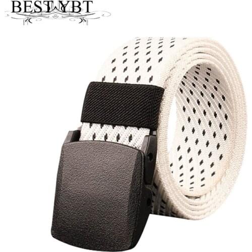 Best YBT Unisex Canvas Belt Alloy Smooth Buckle Belt Casual Tidal Current Jacquard Belt Man Casual Cowboy Belts Polychromatic
