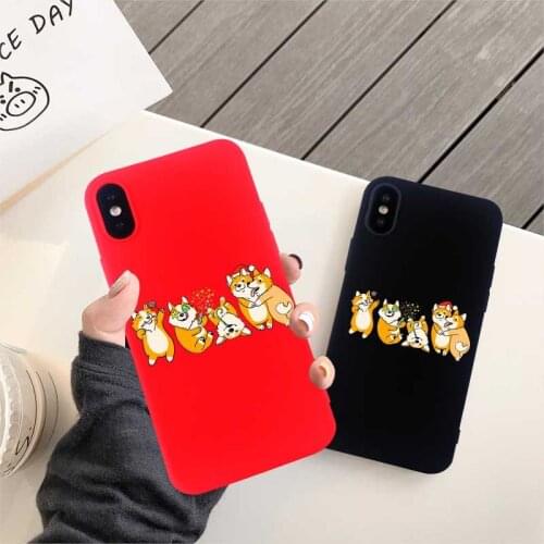 Cute Christmas Phone Covers for IPhone X XS MAX XR 8 7 6s Plus Case Funny Corgi Dog Soft Silicone All-included Back Covers