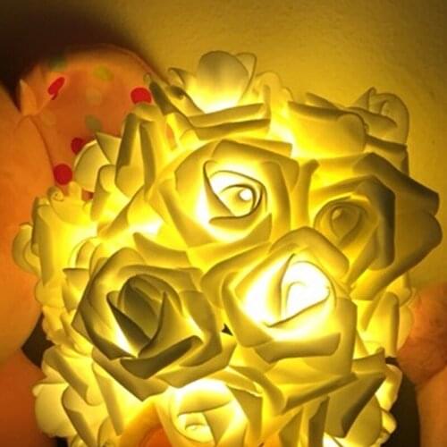 Fashion AC110-240V 5M 20leds Holiday Lighting LED Novelty 6cm Big Rose Flower Fairy String Lights Wedding Party Christmas party
