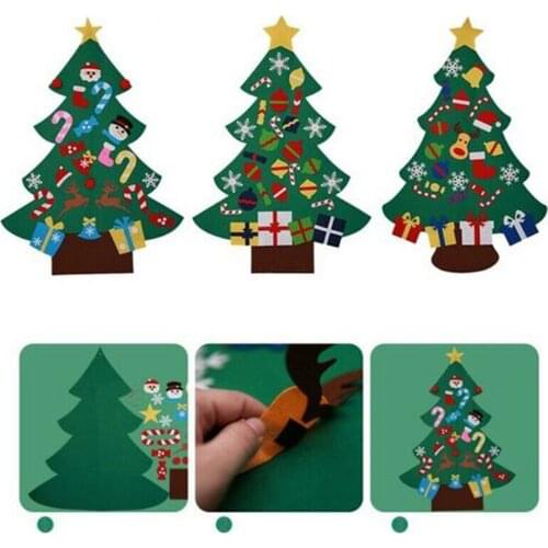 Assembled Christmas Tree DIY Felt Christmas Tree Kit Set New Year Xmas Gifts Kids Toys Wall Hanging Decor