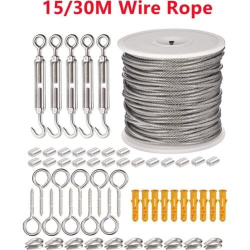 Multifunctional Wire Rope Kit Stainless Steel Cable Tent Cord Hanging Clothesline Flexible Wire Rope for Home Outdoor Camping