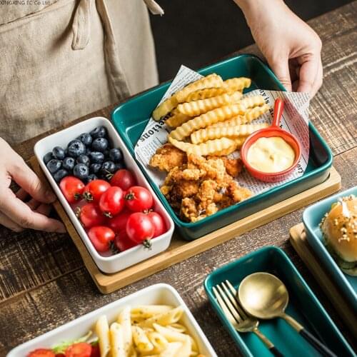 Nordic Plates Ceramic Snack Dishes Creative Platters and Trays Afternoon Tea Snack Salad Bowl Tableware Commercial Salad Plate