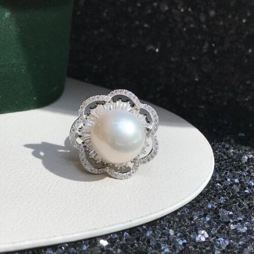 New Flower 925 Sterling Silver Adjustable Ring Settings Findings Mountings Parts for Pearl Corals Jade Crystal, 5pcs/lot