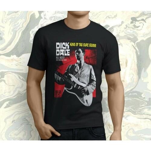 New Popular DICK DALE SURF ROCK GUITARIST Mens Black T-shirt S-3XL