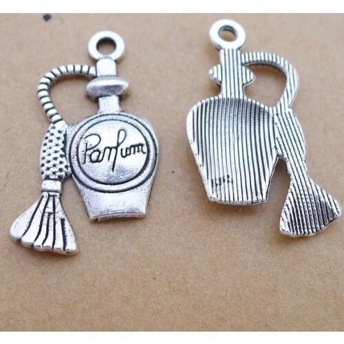 100pcs Perfume Bottle Charms 17mm x 28mm DIY Jewelry Making Pendant antique silver color