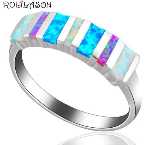 ROLILASON Black Friday Color Fire Opal silver plated Appealing Fashion Jewelry Rings for Ladies USA Sz #5#6#7#8#9#10 OR877