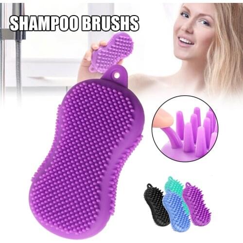 Silicone Massager Shampoo Brush Double Sided Exfoliating Bath Body Brush Scalp Care Brush Easy to Clean Bath Tools SK88