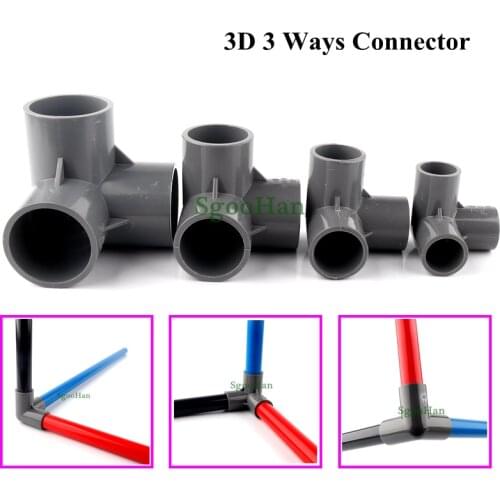 2~30pcs ID 20~50mm PVC Pipe 3D 3 Ways Connector Fittings Hydroponic Framework Coupler Adapter Tube Aquarium Fish Tank Joints