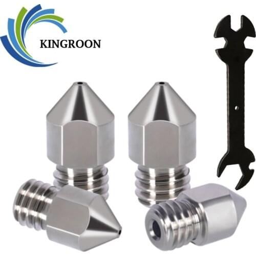 KINGROON 5pcs 3D Printer MK8 Nozzle Titanium alloy Nozzle Extruder Hotend All Metal Nozzle M6 Thread for 1.75mm Filament