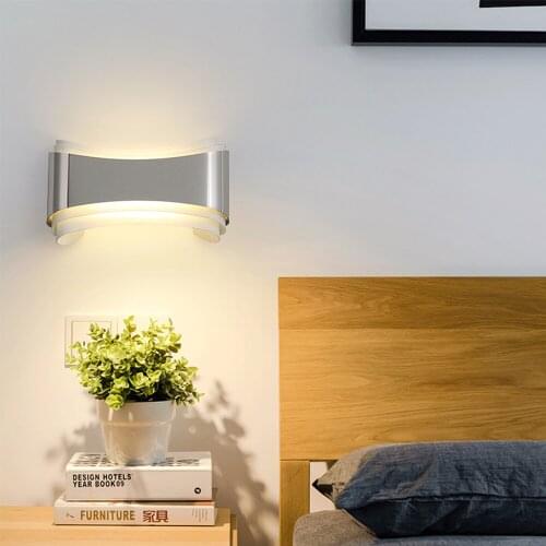 Modern LED Metal Wall Lights Nordic Sliver Mirror Wall Lamp with Acrylic Lampshades for Indoor Home Bathroom Bedroom Decor Loft