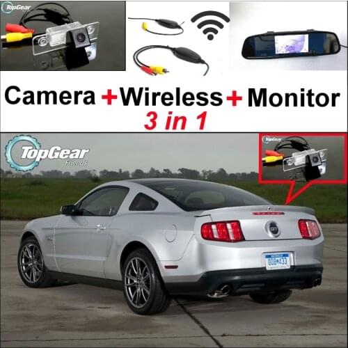 3 in1 Special Rear View Camera + Wireless Receiver + Mirror Monitor DIY Parking System For Ford Mustang GT CS 2005~2014